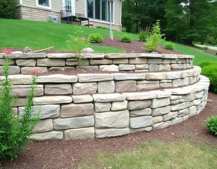 Stacked Stone Retaining Wall